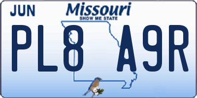 MO license plate PL8A9R