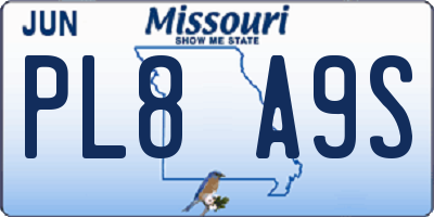 MO license plate PL8A9S