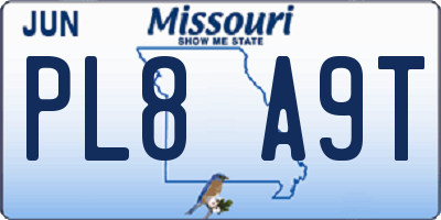 MO license plate PL8A9T