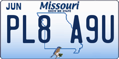 MO license plate PL8A9U