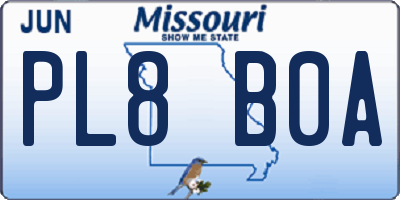 MO license plate PL8B0A