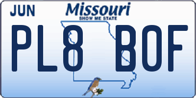MO license plate PL8B0F