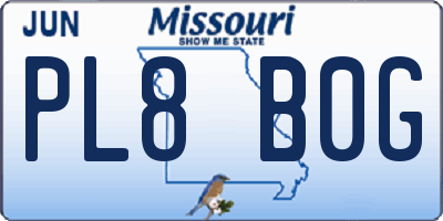 MO license plate PL8B0G