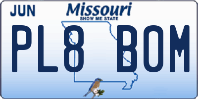 MO license plate PL8B0M