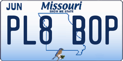 MO license plate PL8B0P