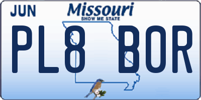 MO license plate PL8B0R