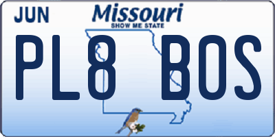 MO license plate PL8B0S