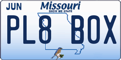 MO license plate PL8B0X