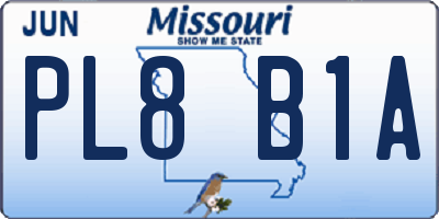 MO license plate PL8B1A