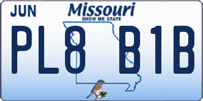 MO license plate PL8B1B