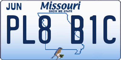MO license plate PL8B1C