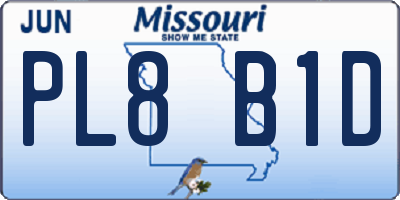 MO license plate PL8B1D