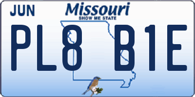 MO license plate PL8B1E