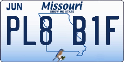 MO license plate PL8B1F