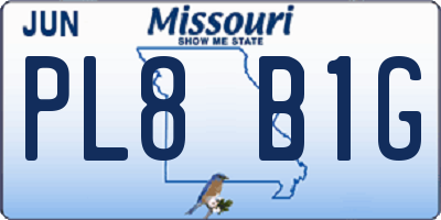 MO license plate PL8B1G