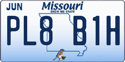 MO license plate PL8B1H