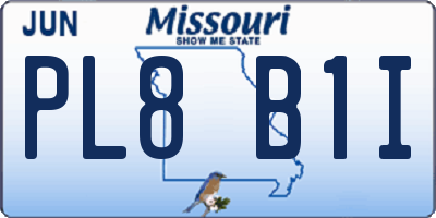 MO license plate PL8B1I