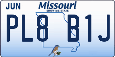 MO license plate PL8B1J