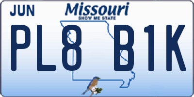MO license plate PL8B1K