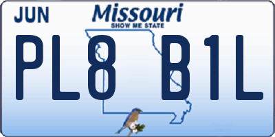 MO license plate PL8B1L