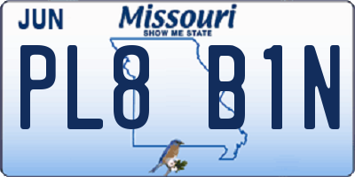 MO license plate PL8B1N