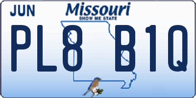 MO license plate PL8B1Q