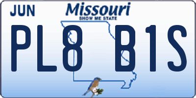 MO license plate PL8B1S