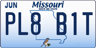 MO license plate PL8B1T