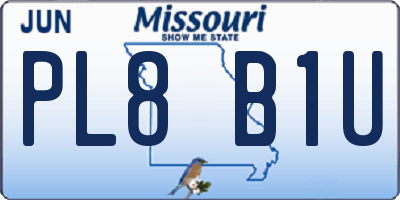 MO license plate PL8B1U