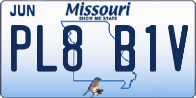 MO license plate PL8B1V