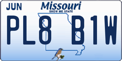 MO license plate PL8B1W