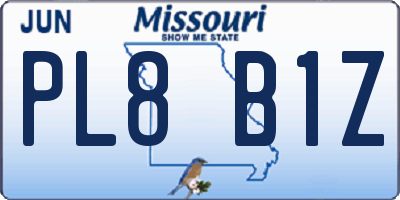 MO license plate PL8B1Z