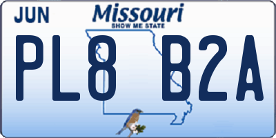 MO license plate PL8B2A