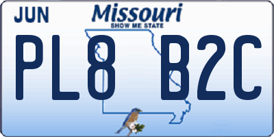 MO license plate PL8B2C