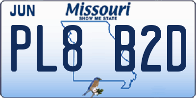 MO license plate PL8B2D