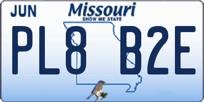 MO license plate PL8B2E