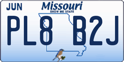 MO license plate PL8B2J