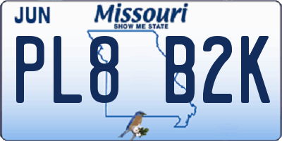 MO license plate PL8B2K