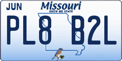 MO license plate PL8B2L