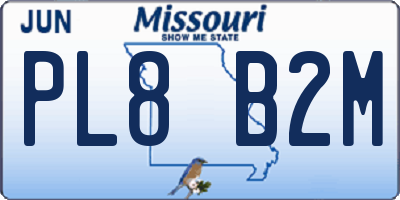 MO license plate PL8B2M