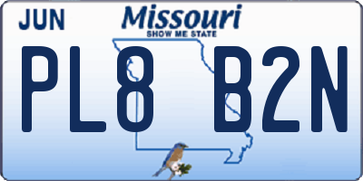 MO license plate PL8B2N