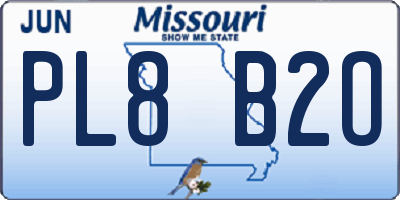MO license plate PL8B2O