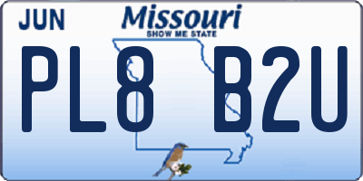 MO license plate PL8B2U