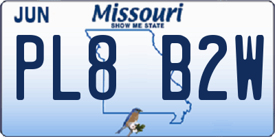 MO license plate PL8B2W