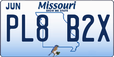 MO license plate PL8B2X