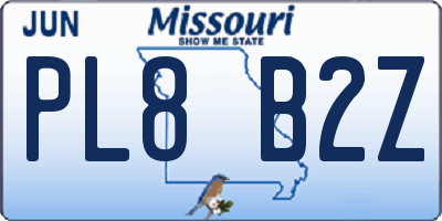 MO license plate PL8B2Z
