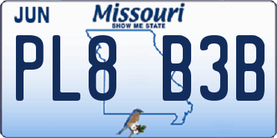 MO license plate PL8B3B