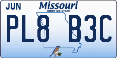 MO license plate PL8B3C