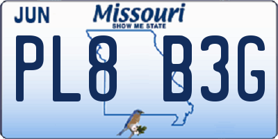 MO license plate PL8B3G