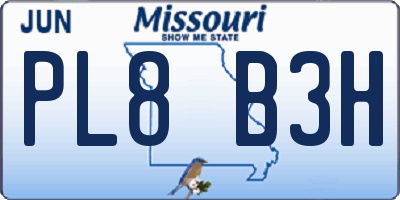 MO license plate PL8B3H